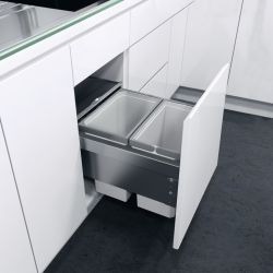 Vauth Sagel ENVI Space Pro - 400mm door, 2 bins - integrated under drawerline pull out kitchen cupboard bin