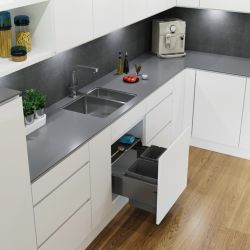 Vauth Sagel ENVI Space S - 600mm, 3 bins - integrated under sink pull out kitchen cupboard bin