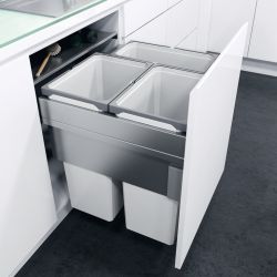 Vauth Sagel ENVI Space XX Pro S - 600mm door, 3 bins, 476mm depth - integrated under counter pull out kitchen cupboard bin