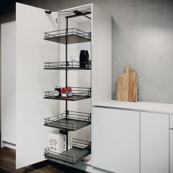 Vauth-Sagel Tal Gate, Swing Out Larder Unit - Premea Lava Grey Solid Base and Wire Baskets