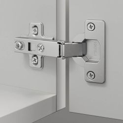 Hafele Metalla A, 110 degree slide on soft close kitchen cabinet hinge, for full overlay mounted doors - Nickel plated