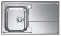 Clearwater Cresta Stainless Steel Single Bowl & Reversible Drainer Inset Kitchen Sink - Stainless Steel