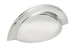 Häfele Bevera polished nickel brass cup pull handle with recessed profile for kitchen cabinets 102mm length