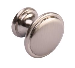 Häfele Knightsbridge 30mm stainless steel effect zinc alloy kitchen door knob with rounded traditional profile and single fixing point