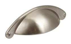 Hafele Knightsbridge stainless steel cup pull handle with recessed cup design traditional zinc alloy construction 104 x 25mm