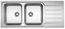 Clearwater Indio Stainless Steel Double Bowl & Reversible Drainer Inset Kitchen Sink - Stainless Steel
