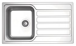 Clearwater Indio Stainless Steel Single Bowl & Reversible Drainer Inset Kitchen Sink - Stainless Steel