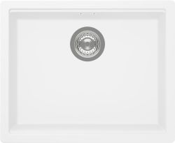 Schock Kiruna single bowl undermount kitchen sink  500mm wide granite composite with integrated waste kit and stainless steel drainer basket  top view