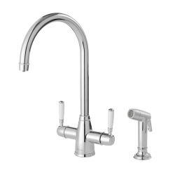 Clearwater Longdon 4, Dual Lever, Swan Neck, 4-in-1 Filtered Water & Instant Boiling Water Kitchen Tap with Hand Pull Out Spray