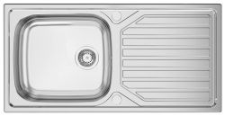 Clearwater Okio Stainless Steel Large Single Bowl & Reversible Drainer Inset Kitchen Sink - Stainless Steel