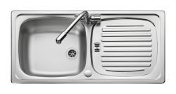 Rangemaster Euroline Brushed Stainless steel 376 mm Single bowl Inset Kitchen Sink with drainer - EL860