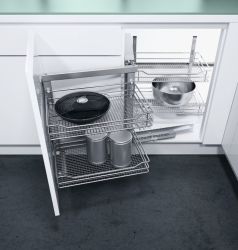 Swing Out Corner Storage, Saphir Mesh Chrome Wire Baskets, Vauth-Sagel VS COR Fold