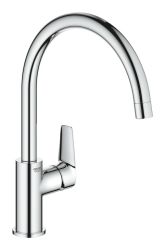 Grohe BauEdge, Single lever, C-Spout, Polished chrome Kitchen Mixer Tap