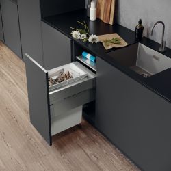 Vauth Sagel ENVI Space XX Pro - 400mm door, single bin, 515mm depth - integrated under counter pull out kitchen cupboard bin