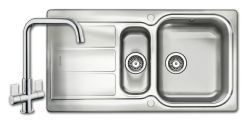 Rangemaster Glendale 1.5 Bowl Sink and Aquaquad Tap Set - Reversible
