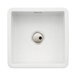 Abode Sandon White Ceramic 400 mm Square Inset or Undermount Kitchen Sink