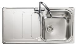 Rangemaster Houston Brushed Stainless steel 400 mm Single bowl Inset Kitchen Sink with drainer