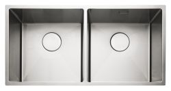 Rangemaster Kube Brushed Stainless steel 2 bowl Inset or Undermount Kitchen Sink