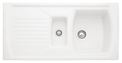 Rangemaster Tenby White Ceramic 1.5 bowl Inset Kitchen Sink with drainer - CTE10102WH/
