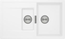 Schock CRISTADUR 1.5 bowl inset kitchen sink with reversible drainer 860mm wide granite composite material top-down view showing dimensions