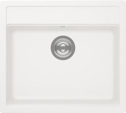 Schock CRISTADUR Mono N-100 single bowl inset granite composite sink  514mm bowl width  top-down view showing integrated drainer and accessory lip