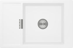 Schock CRISTADUR Mono D100XS single bowl granite composite kitchen sink with reversible drainer  440mm bowl width  top-down view showing dimensions and integrated waste kit
