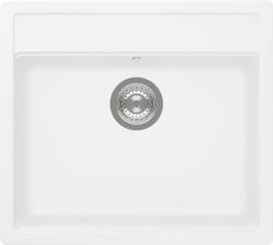 Schock CRISTADUR Mono N-100 single bowl granite composite kitchen sink  514mm wide  top-down view showing inset installation and integrated waste kit
