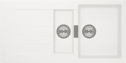 Schock CRISTADUR Signus D150 1.5 bowl inset stainless steel kitchen sink with reversible drainer top-down view showing 1000mm x 500mm dimensions