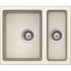 Schock Cristalite Quadro N150 1.5 bowl undermount granite composite kitchen sink 555mm wide featuring one large bowl and one smaller secondary bowl with integrated drainers
