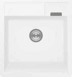 Schock Kallio M-100 single bowl inset granite composite kitchen sink 518mm wide with 220mm depth overhead view showing basin and waste outlet