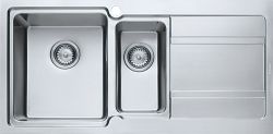 The1810 Bordoduo 150i 1.5 bowl stainless steel inset kitchen sink with drainer 1000mm x 500mm top-down view showing satin finish bowls and draining area