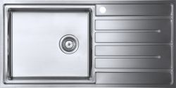 The1810 Forzauno 100i stainless steel kitchen sink with single large bowl and integrated drainer  top-down view showing 1000mm x 500mm dimensions