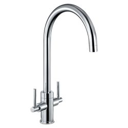 The1810 T210 Curvato Slim Lever chrome kitchen mixer tap with curved spout and dual lever handles