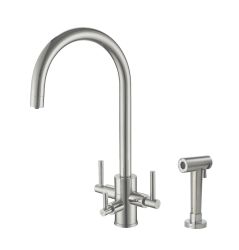 Clearwater Stella TriSpa, Tri Lever, Swan Neck, 3-in-1 Filtered Water Kitchen Tap with Pull Out Spray