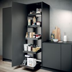 Pull Out Storage Basket, with Planero Lava Grey Basket, for Hinged Door Cabinets, Vauth-Sagel VS SUB Basket