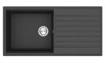 Clearwater Kameo Smart Quarex Large 480 mm Single Bowl Inset Granite Composite Kitchen Sink and Drainer - Jet Black