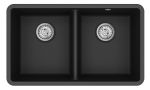 Clearwater Nova Quarex Granite Double bowl Inset or Undermount Kitchen Sink - Jet Black
