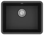 Clearwater Nova Quarex Granite 535 mm Single bowl Inset or Undermount Kitchen Sink - Jet Black