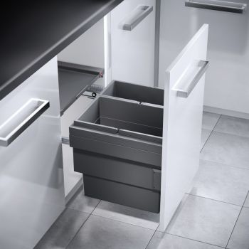 Hailo Cargo-Synchro - 500mm door, 2 bins  - integrated under sink pull out kitchen cupboard bin