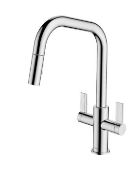 Clearwater Kira, Dual Lever, U-Spout, Pull Out Spray Kitchen Mixer Tap