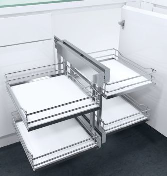 Vauth Sagel Cor Flex Pull Out Corner Unit, Complete Set, Premea Solid Base Baskets