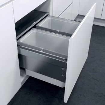 Vauth Sagel ENVI Space Pro - 600mm door, 2 x 28l bins - integrated under drawerline pull out kitchen cupboard bin