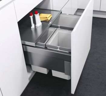 Vauth Sagel ENVI Space Pro - 600mm door, 3 bins - integrated under drawerline pull out kitchen cupboard bin