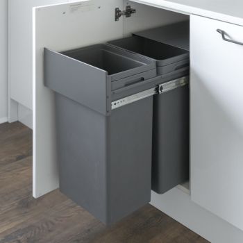 Hafele Waste Boss - 400mm door, 2 bins - pull out kitchen cupboard bin