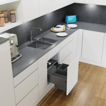 Vauth Sagel ENVI Space S - 500mm, 3 bins - integrated under sink pull out kitchen cupboard bin
