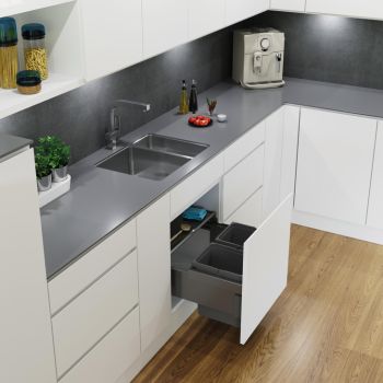 Vauth Sagel ENVI Space S - 600mm, 2 bins - integrated under sink pull out kitchen cupboard bin