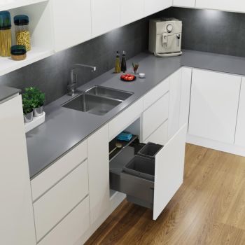 Vauth Sagel ENVI Space S - 600mm, 3 bins - integrated under sink pull out kitchen cupboard bin
