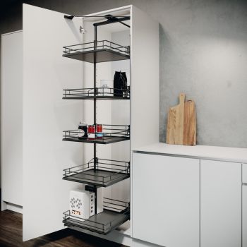 Vauth-Sagel Tal Gate, Swing Out Larder Unit - Premea Lava Grey Solid Base and Wire Baskets