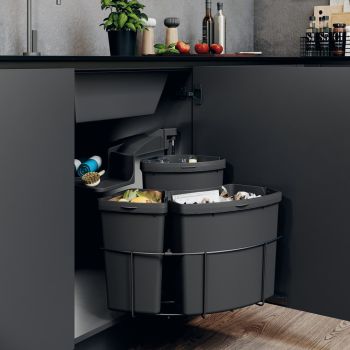 Vauth Sagel Envi Center - 500 mm door, 3 bins - swing out kitchen cupboard bin