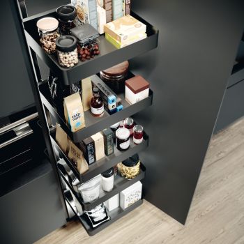 Vauth-Sagel Tal Gate, Swing Out Larder Unit - Planero Lava Grey Metal Baskets